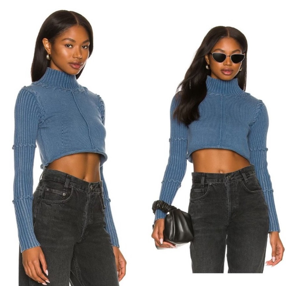 Lovers + Friends | Sayla Crop Sweater in Blue Size L